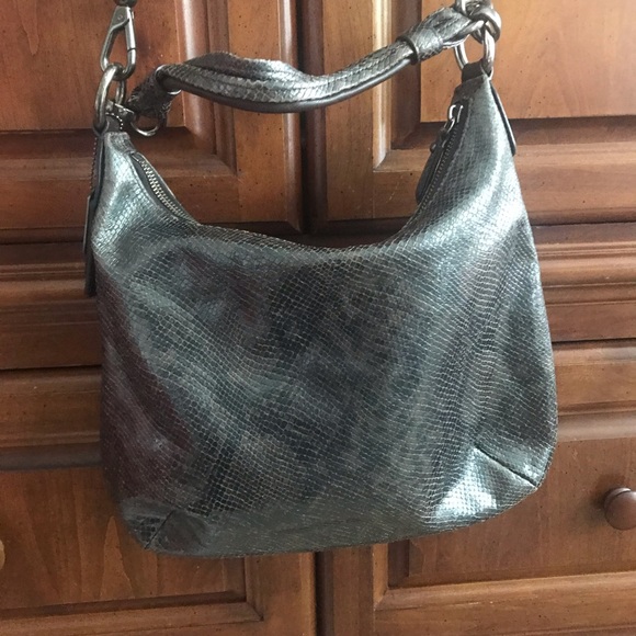 Coach embossed python snake skin shoulder bag. - Picture 8 of 13
